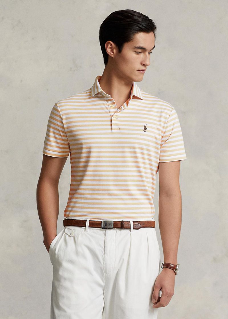 Poleras Polo Polo Ralph Lauren Hombre Custom Slim Fit Soft Cotton Chile Beige EYROW-9583